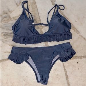 Gray ruffle bikini